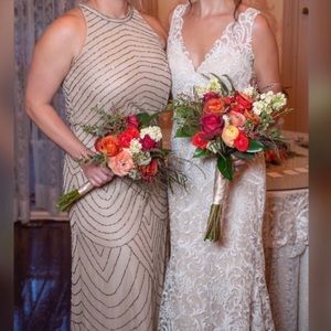 Adrianna Papell Size 10, Nude Beaded Gown